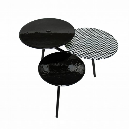 Stolik kawowy z 3 blatami ze szkła artystycznego