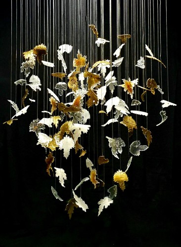 Żyrandol Autumn Leaves , szkło artystyczne