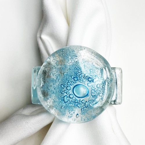 OCEAN BLUE - OBRĄCZKI NA SERWETKI ZE SZKŁA ARTYSTYCZNEGO