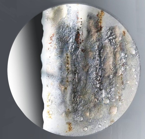 Lustro-obraz  ze szkła artystycznego Volcano krągłe srebro brąz szary