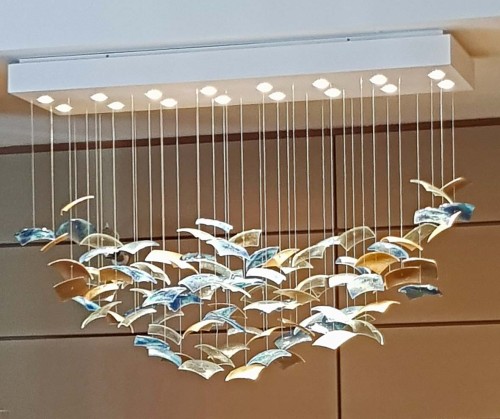 Żyrandol Sea Birds z ręcznie robionego szkła artystycznego